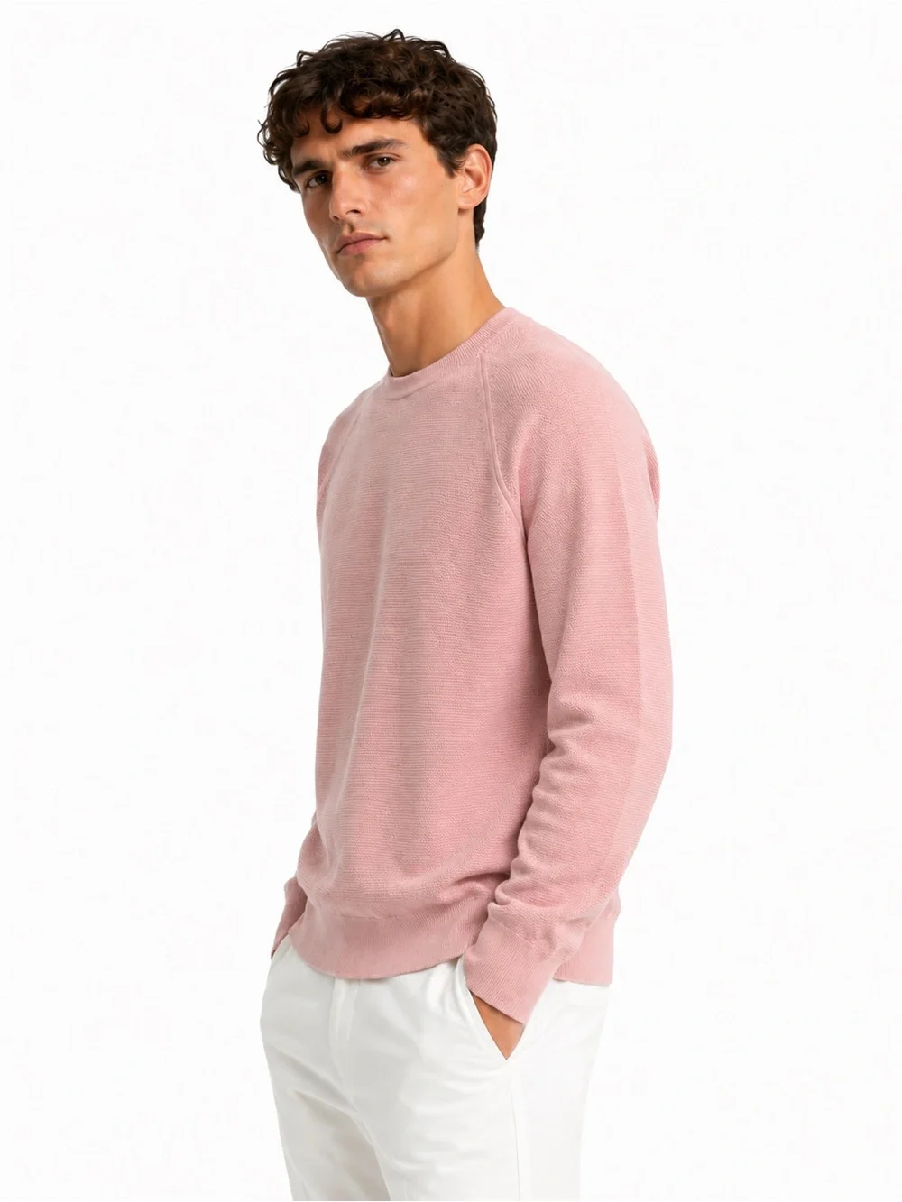 J.Crew Men’s Iced Quartz Pink Textured Knit Crewneck Sweater Light NWT Small